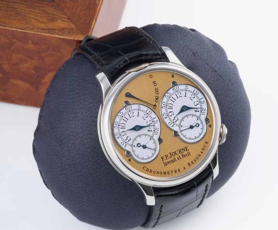 F.P.Journe Chronometre à Resonance Brass Movement 38mm Salmon Yellow Dial - Image 11