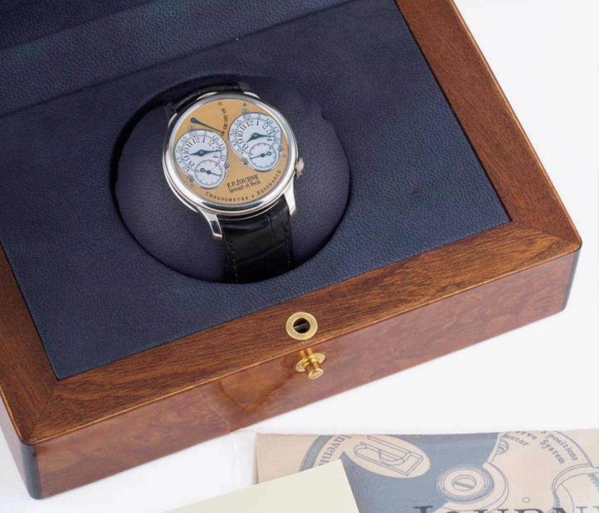 F.P.Journe Chronometre à Resonance Brass Movement 38mm Salmon Yellow Dial - Image 10
